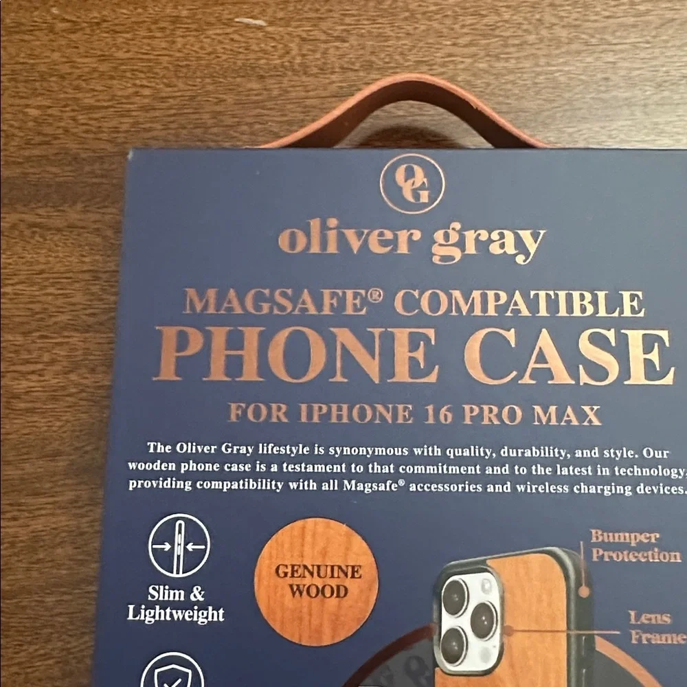 Oliver Gray genuine wood with black trim iPhone 16 pro max case